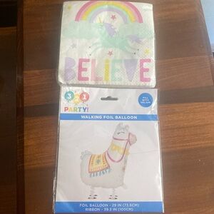 Bundle of party items unicorn napkins llama balloon